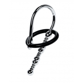 Серебристый уретральный плаг-бусины TOYFA Metal с мягким фиксириющим кольцом - ToyFa - купить с доставкой в Петрозаводске