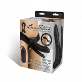 Полый страпон с двумя отростками и вибрацией Unisex Vibrating Hollow Strap-On Double Penetrating Dildo - 17,8 см. - Lux Fetish - купить с доставкой в Петрозаводске
