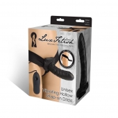 Чёрный полый страпон с вибрацией Unisex Vibrating Hollow Strap-On - 14 см. - Lux Fetish - купить с доставкой в Петрозаводске