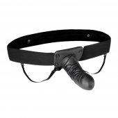 Чёрный полый страпон с вибрацией Unisex Vibrating Hollow Strap-On - 14 см. - Lux Fetish - купить с доставкой в Петрозаводске