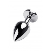 Серебристая коническая анальная пробка с красным кристаллом - 8 см. - ToyFa - купить с доставкой в Петрозаводске