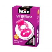 Розовое эрекционное виброкольцо Luxe VIBRO  Бархатный молот  + презерватив - Luxe - в Петрозаводске купить с доставкой
