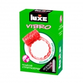 Розовое эрекционное виброкольцо Luxe VIBRO  Поцелуй стриптизёрши  + презерватив - Luxe - в Петрозаводске купить с доставкой