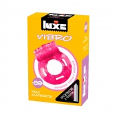 Розовое эрекционное виброкольцо Luxe VIBRO  Ужас Альпиниста  + презерватив - Luxe - в Петрозаводске купить с доставкой