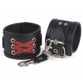 Кожаные наручники с декоративной лаковой шнуровкой - Sitabella - купить с доставкой в Петрозаводске