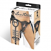 Черные трусики для страпона из патентованной кожи - Lux Fetish - купить с доставкой в Петрозаводске