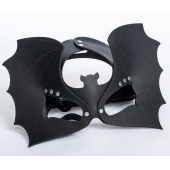 Черная кожаная маска на глаза  Летучая мышь - Sitabella - купить с доставкой в Петрозаводске