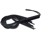 Чёрная кожаная плеть с жесткой ручкой - 63 см. - Sitabella - купить с доставкой в Петрозаводске