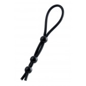 Черное лассо на пенис с тремя бусинами - A-toys - в Петрозаводске купить с доставкой