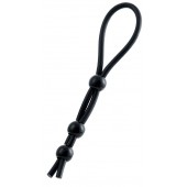 Черное лассо на пенис с тремя бусинами - A-toys - в Петрозаводске купить с доставкой