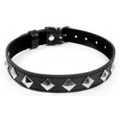 Черный ошейник с серебристыми ромбиками - Notabu - купить с доставкой в Петрозаводске