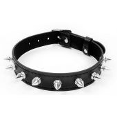 Черный ошейник с серебристыми шипами - Notabu - купить с доставкой в Петрозаводске