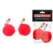 Зажимы для сосков с красным пушком - Notabu - купить с доставкой в Петрозаводске