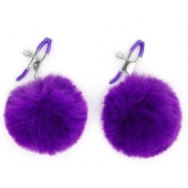 Зажимы для сосков с фиолетовым пушком - Notabu - купить с доставкой в Петрозаводске