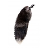 Серебристая металлическая анальная втулка с хвостом чернобурой лисы - размер S - ToyFa - купить с доставкой в Петрозаводске