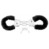 Меховые чёрные наручники Beginner s Furry Cuffs - Pipedream - купить с доставкой в Петрозаводске