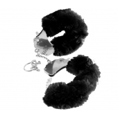 Металлические наручники Furry Love Cuffs с черным мехом - Pipedream - купить с доставкой в Петрозаводске