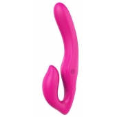 Ярко-розовый безремневой страпон REMOTE DOUBLE DIPPER - 22 см. - Dream Toys - купить с доставкой в Петрозаводске