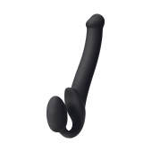 Черный безремневой страпон Silicone Bendable Strap-On M - Strap-on-me - купить с доставкой в Петрозаводске
