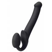 Черный безремневой страпон Silicone Bendable Strap-On M - Strap-on-me - купить с доставкой в Петрозаводске