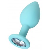 Мятная анальная пробка с прозрачным кристаллом Brilliant - 7 см. - ToyFa - купить с доставкой в Петрозаводске