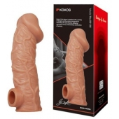 Телесная насадка на фаллос с отверстием для мошонки EXTREME SLEEVE - 17,6 см. - KOKOS - в Петрозаводске купить с доставкой