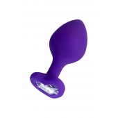 Фиолетовая анальная втулка Diamond Heart с прозрачным кристаллом - 8 см. - ToyFa - купить с доставкой в Петрозаводске