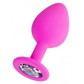 Розовая анальная втулка Brilliant с прозрачным кристаллом - 7 см. - ToyFa - купить с доставкой в Петрозаводске