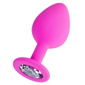 Розовая анальная втулка Brilliant с прозрачным кристаллом - 8 см. - ToyFa - купить с доставкой в Петрозаводске