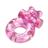 Розовое эрекционное виброкольцо на пенис Pink Bear - Baile - в Петрозаводске купить с доставкой