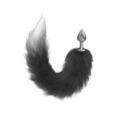 Серебристая анальная пробка с черным хвостом Galaxy - Lola Games - купить с доставкой в Петрозаводске