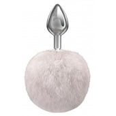 Серебристая анальная пробка с белым пушистым хвостиком Twinkle - Lola Games - купить с доставкой в Петрозаводске