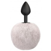 Черная анальная пробка с белым пушистым хвостиком Fluffy - Lola Games