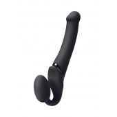 Черный безремневой вибрострапон Silicone Bendable Strap-On M - Strap-on-me - купить с доставкой в Петрозаводске