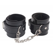 Черные оковы на ноги Obey Me Leather Ankle Cuffs - Chisa - купить с доставкой в Петрозаводске