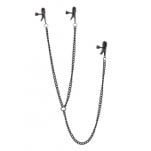 Черные зажимы на соски и клитор на цепочке DELUXE NIPPLE   CLIT CLAMPS - Dream Toys - купить с доставкой в Петрозаводске