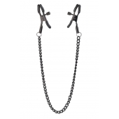 Черные зажимы на соски на цепочке BLAZE DELUXE NIPPLE CLAMPS - Dream Toys - купить с доставкой в Петрозаводске