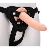 Телесный страпон на черных трусиках STRAP ON REAL DILDO - 20 см. - Dream Toys - купить с доставкой в Петрозаводске