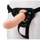 Черные трусики с телесной насадкой STRAP ON REAL DILDO - 21 см. - Dream Toys - купить с доставкой в Петрозаводске