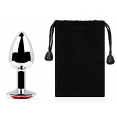 Серебристая анальная пробка с красным стразом - 7,2 см. - Anal Jewelry Plug - купить с доставкой в Петрозаводске