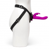 Лиловый страпон Rechargeable Vibrating Strap-On Harness Set - 17,6 см. - Happy Rabbit - купить с доставкой в Петрозаводске