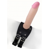Черный узкий пояс на бедро с телесной насадкой - LOVETOY (А-Полимер) - купить с доставкой в Петрозаводске