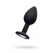 Черная анальная втулка с прозрачным стразом - 7,2 см. - POPO Pleasure - купить с доставкой в Петрозаводске