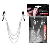 Оригинальные зажимы на соски с тройной цепочкой - Notabu - купить с доставкой в Петрозаводске