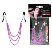 Оригинальные зажимы на соски с тройной розовой цепочкой - Notabu - купить с доставкой в Петрозаводске