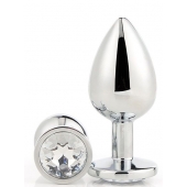 Серебристая анальная втулка с прозрачным кристаллом - 7,1 см. - Dream Toys - купить с доставкой в Петрозаводске