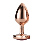 Золотистая анальная втулка с кристаллом-сердечком розового цвета - 7,1 см. - Dream Toys - купить с доставкой в Петрозаводске