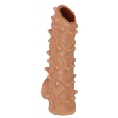 Телесная насадка с шипами и открытой головкой Nude Sleeve L - 14 см. - KOKOS - в Петрозаводске купить с доставкой