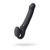 Черный безремневой вибрострапон Vibrating Bendable Strap-On L - Strap-on-me - купить с доставкой в Петрозаводске
