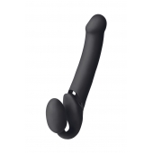 Черный безремневой вибрострапон Vibrating Bendable Strap-On L - Strap-on-me - купить с доставкой в Петрозаводске